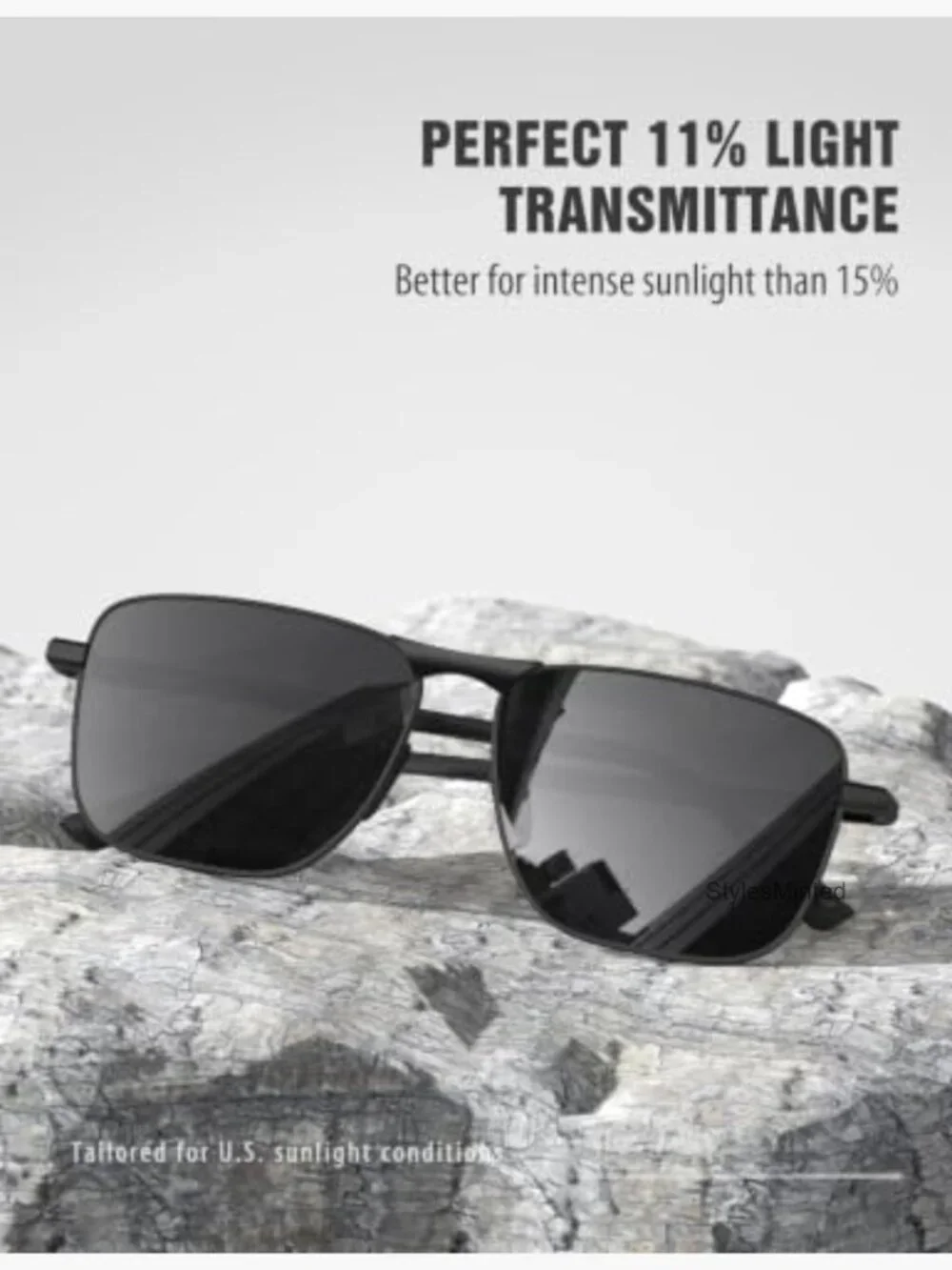Rectangular Polarized Aviator Sunglasses Men Square Retro Shades UV400